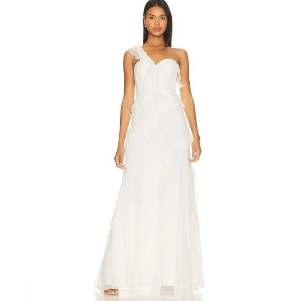 AMUR Harlow Silk One-Shoulder Gown